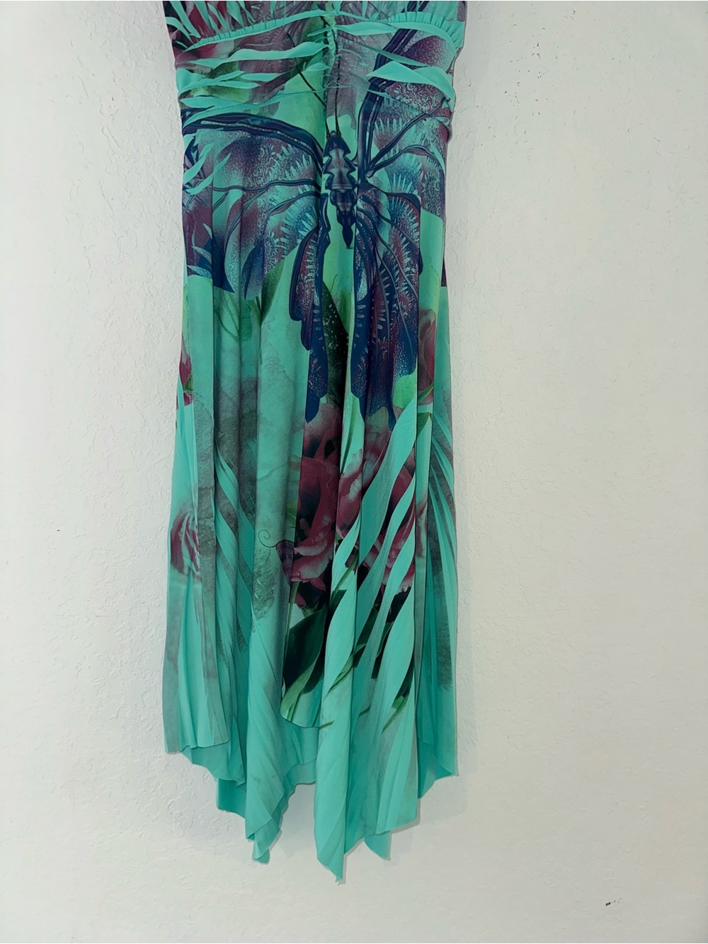 Kisses & Hugs Medium Teal Purple Floral Y2K Sweetheart Summer Preppy Mini Dress - Picture 4 of 7